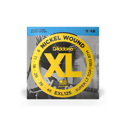 D'Addario 09-46 Super Light Top/Regular Bottom, XL Nickel Electric Guitar Strings (EXL125)