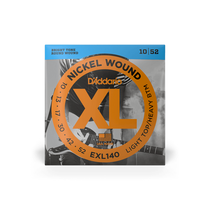 D'Addario 10-52 Light Top/Heavy Bottom, XL Nickel Electric Guitar Strings (EXL140)