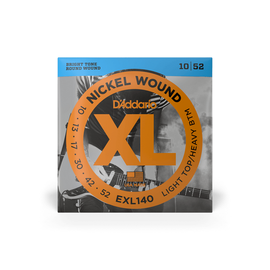 D'Addario 10-52 Light Top/Heavy Bottom, XL Nickel Electric Guitar Strings (EXL140)