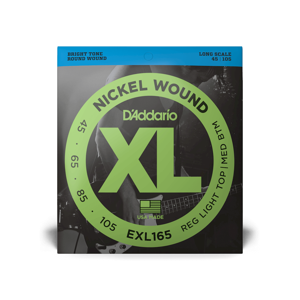 D'Addario 45-105 Regular Light Top/Medium Bottom, Long Scale, XL Nickel Bass Strings (EXL165)