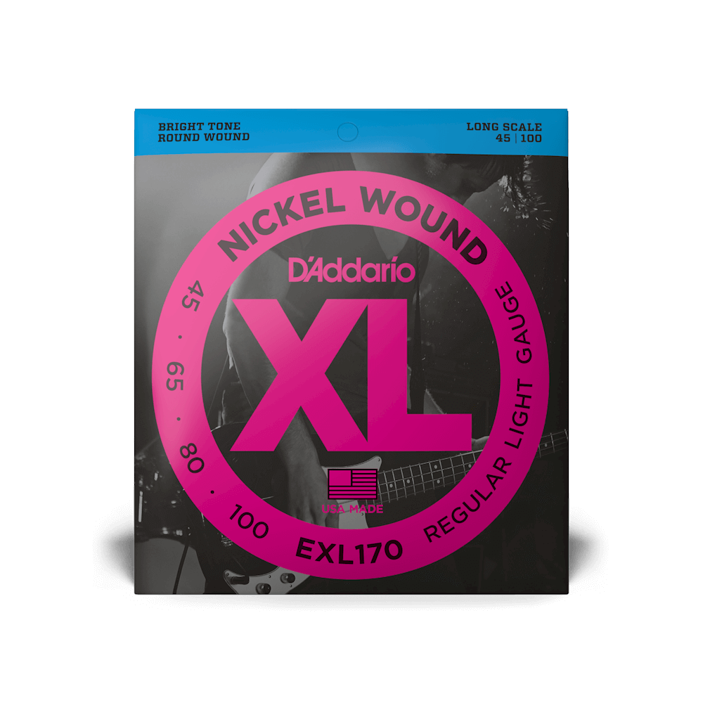 Bajo de 4 cuerdas D'Addario 45-100 Regular Light, escala larga, níquel XL, cuerdas (EXL170)