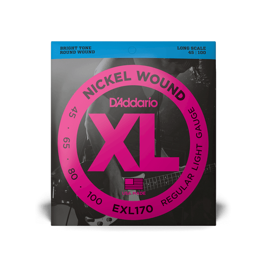 D'Addario 45-100 Regular Light, Long Scale, XL Nickel 4 String Bass, Strings (EXL170)