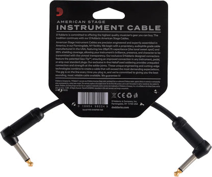 D'Addario American Stage Patch Cable, Right Angle to Right Angle, 6in