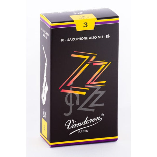 Vandoren ZZ Jazz Alto Saxophone Reeds Strength - 3.0, Box of 10