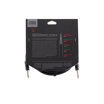 D'Addario American Stage Instrument Cable, Straight to Straight, 10ft