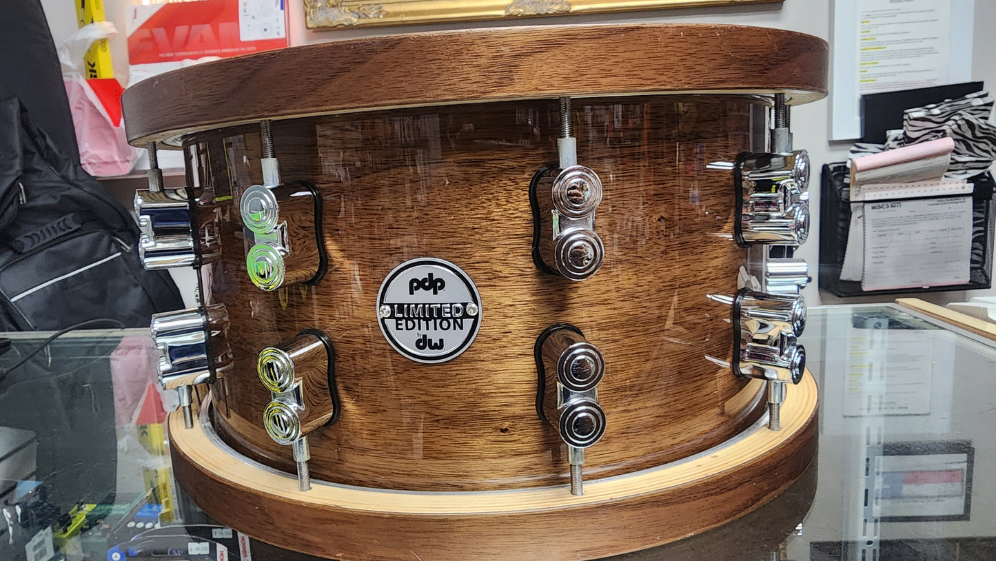 PDP by DW Limited-Edition Dark Stain Maple and Walnut Snare w/ Walnut Hoops 14 x 7.5 in.