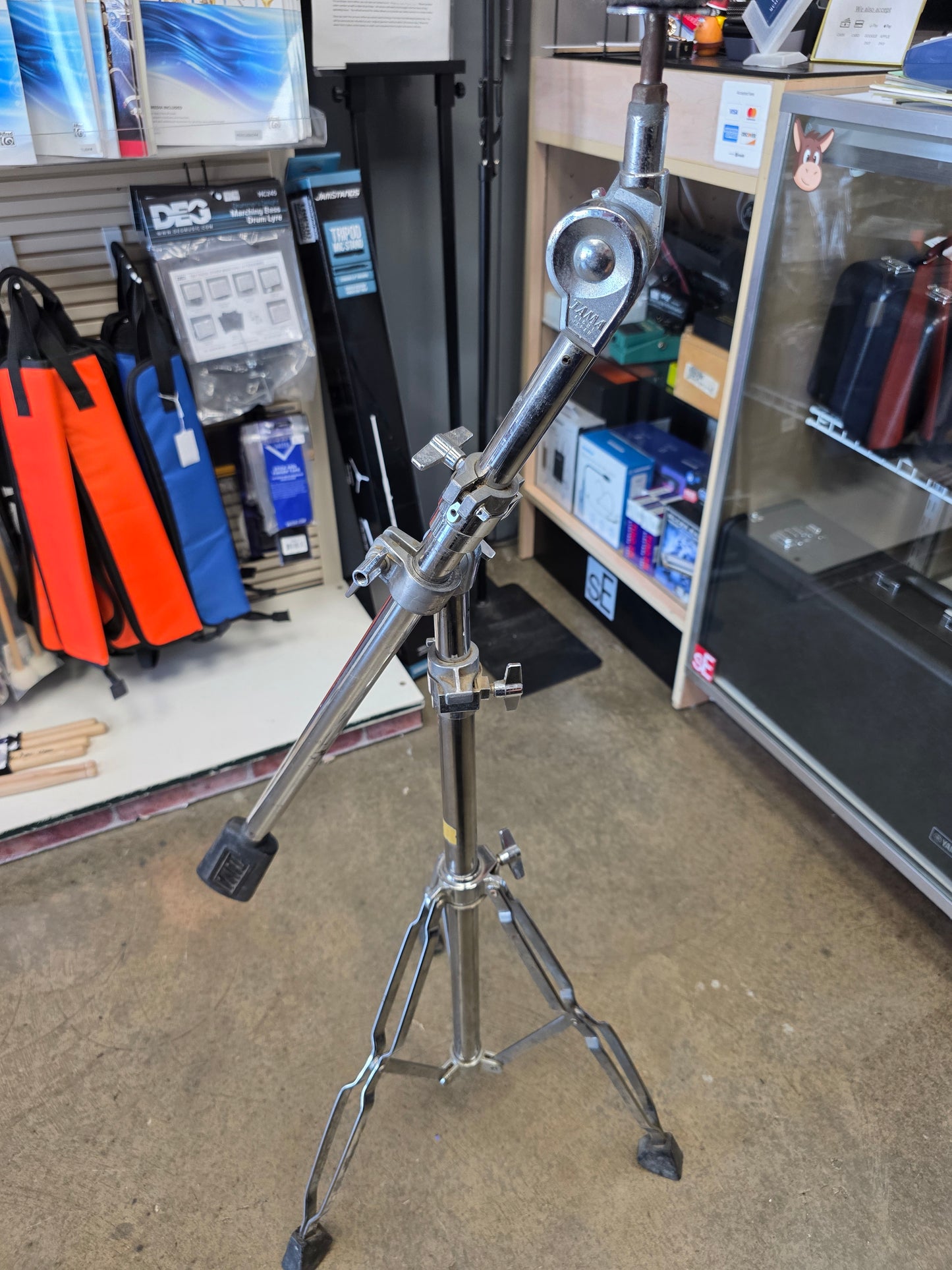 Vintage 1980s Tama Red Label Heavy Duty Telescoping Boom Cymbal Stand w/ Tama Counterweight