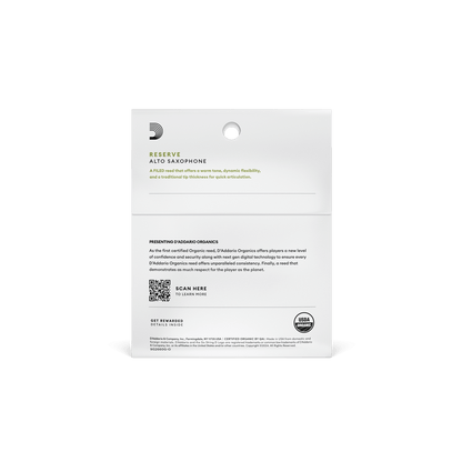 D'Addario Organic Reserve Classic Alto Sax Reeds, Strength 3.0, 3-pack Filed Reeds