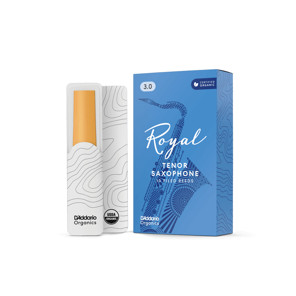 D'Addario Royal Organic Tenor Saxophone Reeds Strength 3.0, Individually-Sealed, 10-Pack