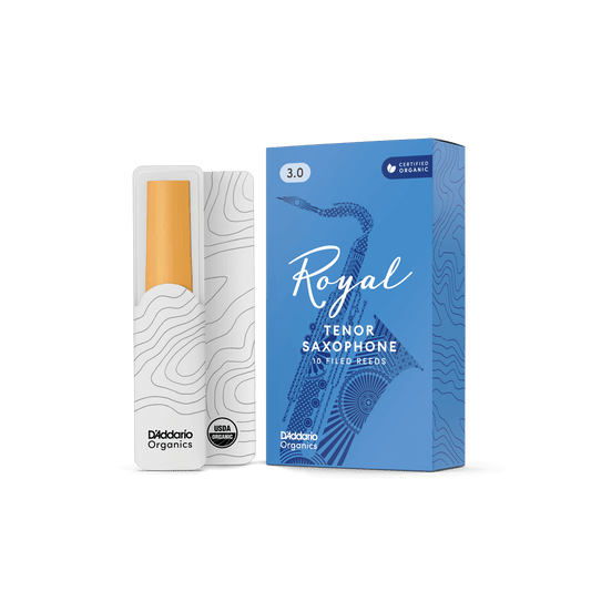 D'Addario Royal Organic Tenor Saxophone Reeds Strength 3.0, Individually-Sealed, 10-Pack