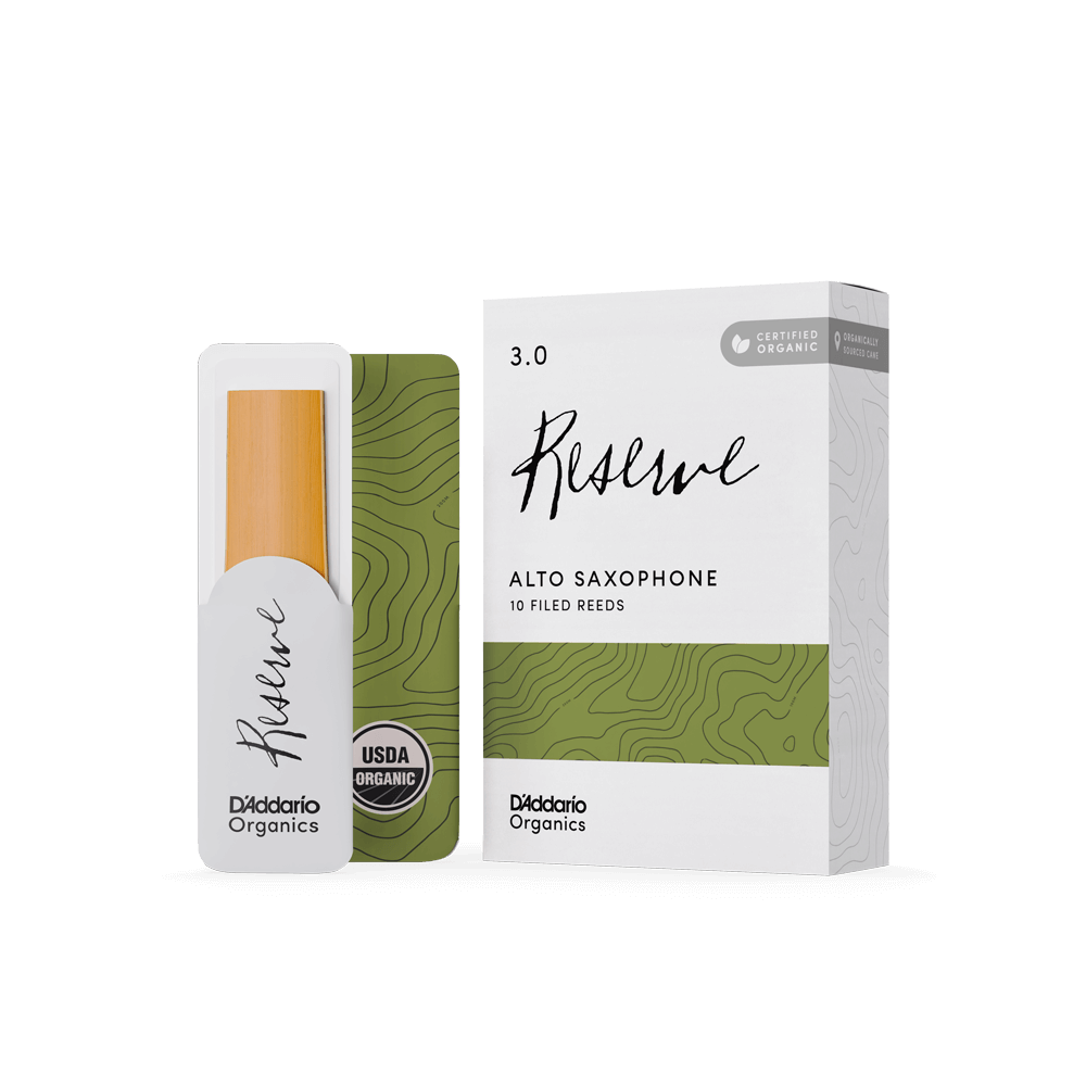 D'Addario Organic Reserve Alto Sax Reeds, Strength 3.0, 10-pack Filed Reeds