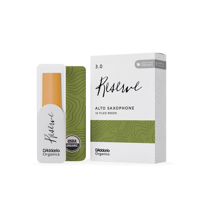D'Addario Organic Reserve Alto Sax Reeds, Strength 3.0, 10-pack Filed Reeds