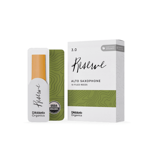 D'Addario Organic Reserve Alto Sax Reeds, Strength 3.0, 10-pack Filed Reeds