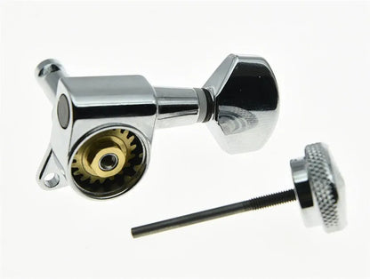 KAISH Chrome Locking Guitar Tuners 6 Inline Tuning Keys Machine Heads (Tuning pegs) 6pc Set