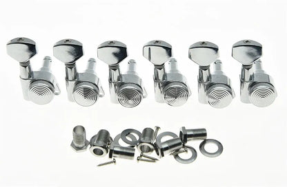 KAISH Chrome Locking Guitar Tuners 6 Inline Tuning Keys Machine Heads (Tuning pegs) 6pc Set
