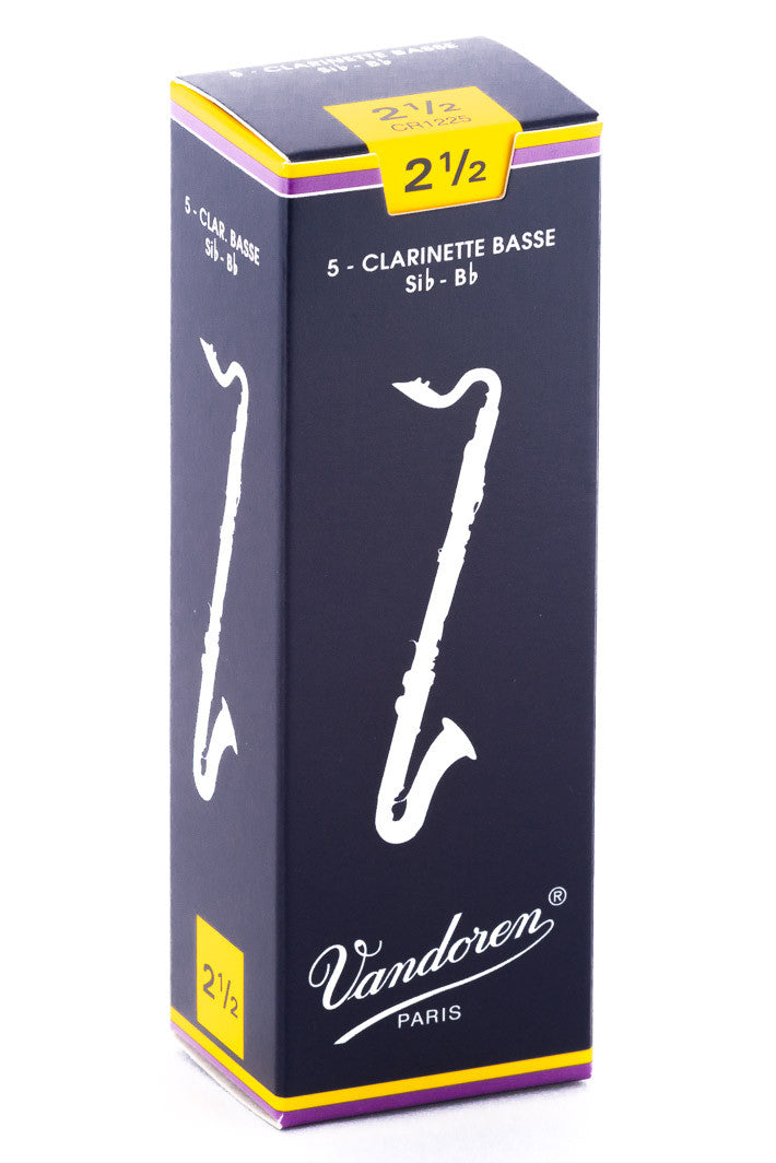 Vandoren Traditional Bass Clarinet Reeds Strength 2.5; Box of 5