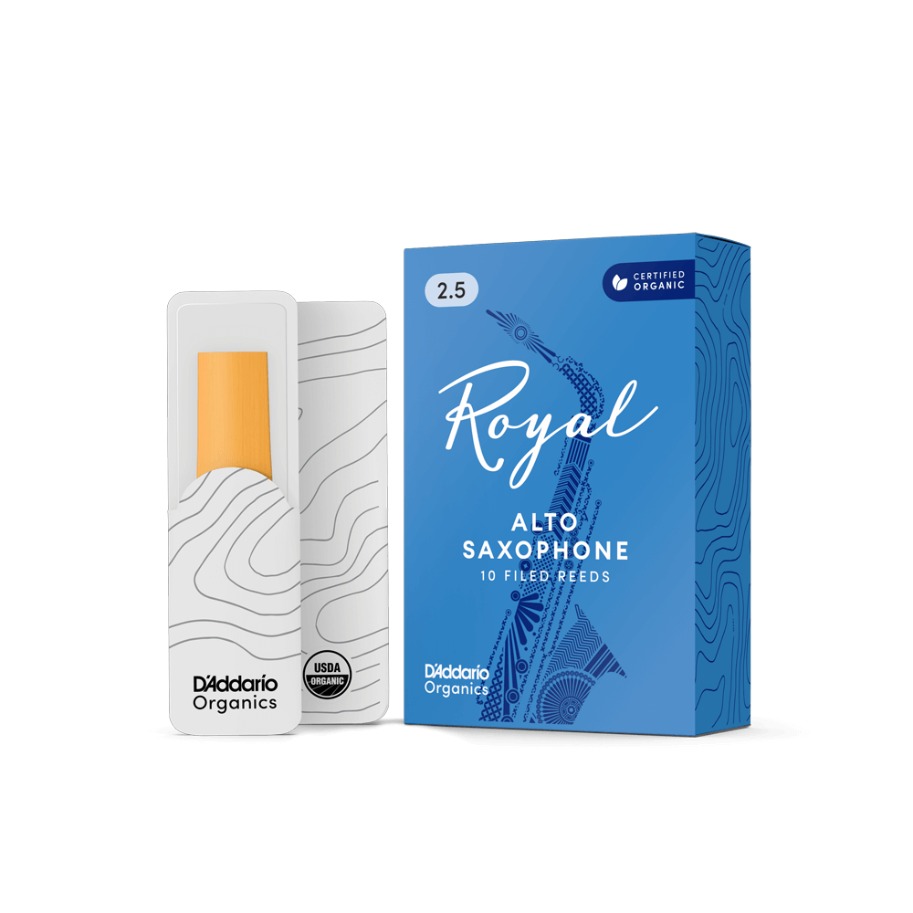 D'Addario Royal Organic Alto Saxophone Reeds Strength 2.5, Individually-Sealed, 10-Pack