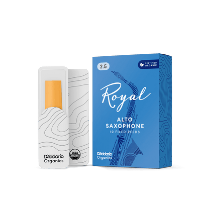 D'Addario Royal Organic Alto Saxophone Reeds Strength 2.5, Individually-Sealed, 10-Pack