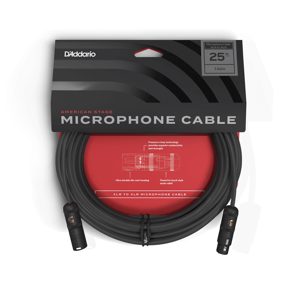 D'Addario American Stage XLR Microphone/Powered Speaker Cable, XLR to XLR - 25ft.