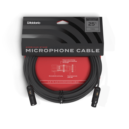 D'Addario American Stage XLR Microphone/Powered Speaker Cable, XLR to XLR - 25ft.