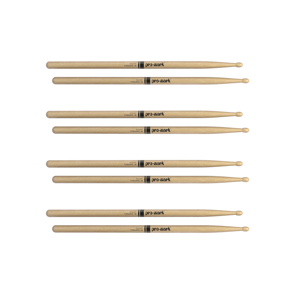 PROMARK Classic Forward 2B Hickory Drumsticks 4 Pack