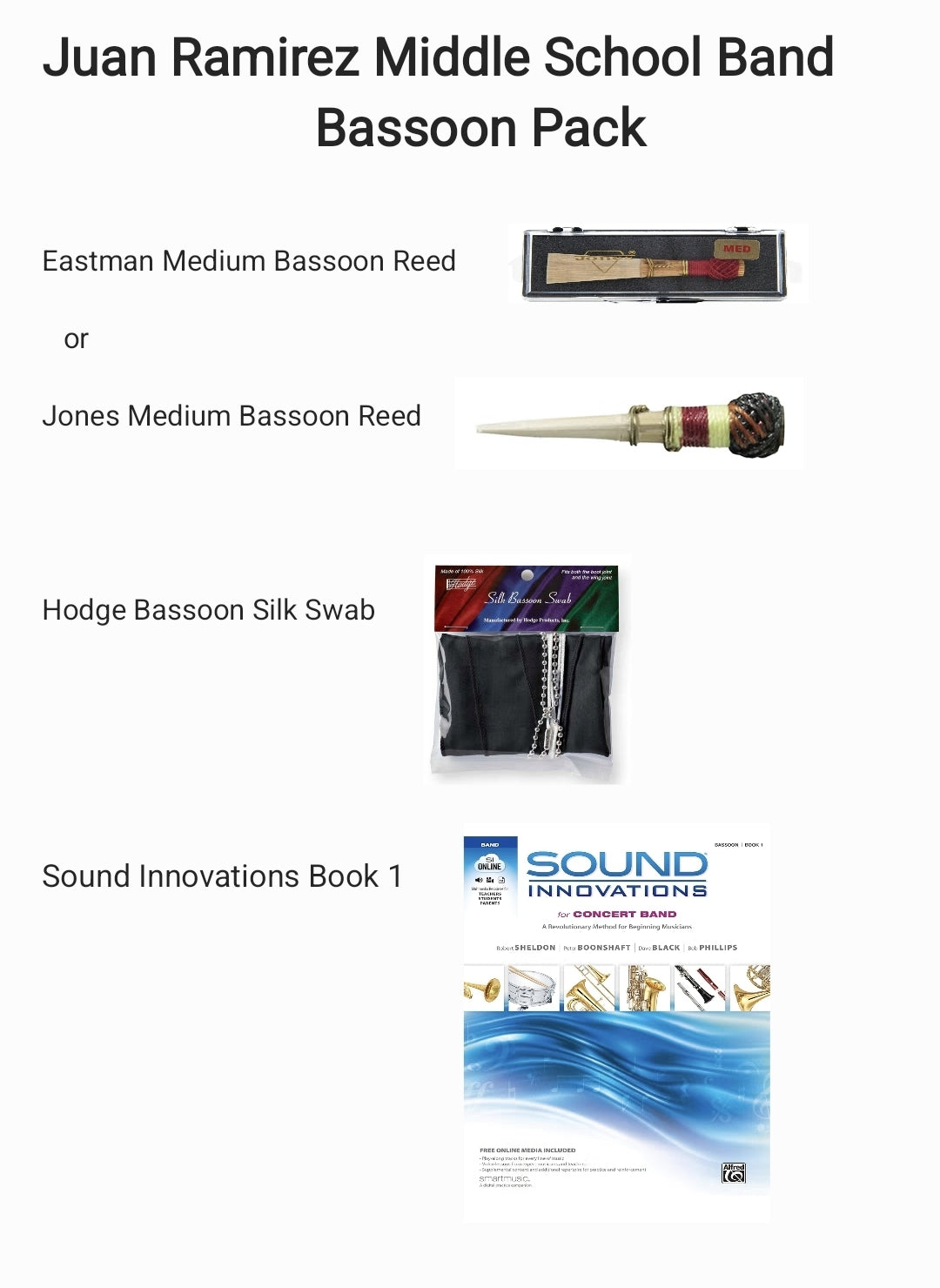 Juan Ramirez Middle School Bassoon Pack