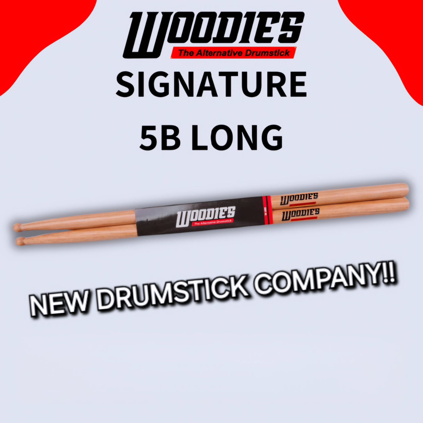 WOODIES Signature 5B Long (short taper, round wooden tip) Drumsticks