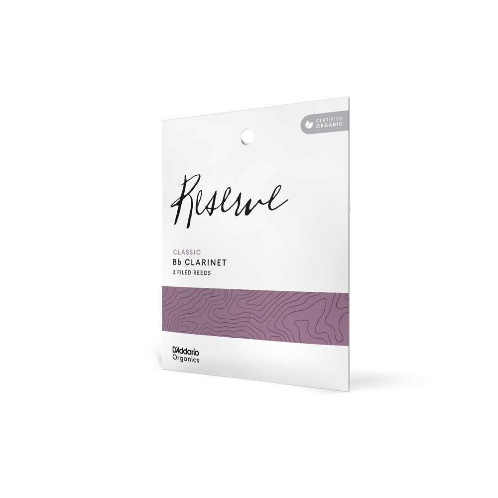D'Addario Organic Reserve Classic Bb Clarinet Reeds, Strength 3.5, 3-pack Filed Reeds