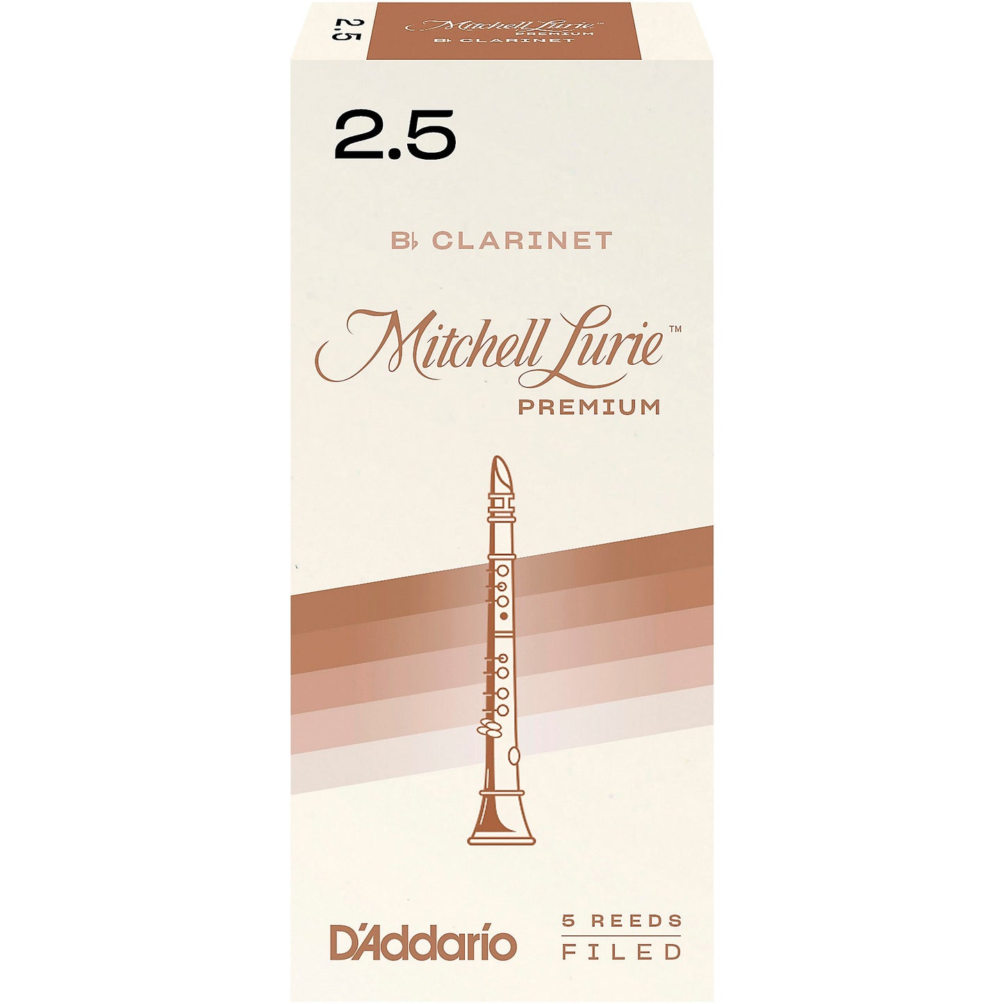 Royal Mitchell Lurie Organic Bb Clarinet Reeds Strength 2.5, Individually-Sealed, 5-Pack