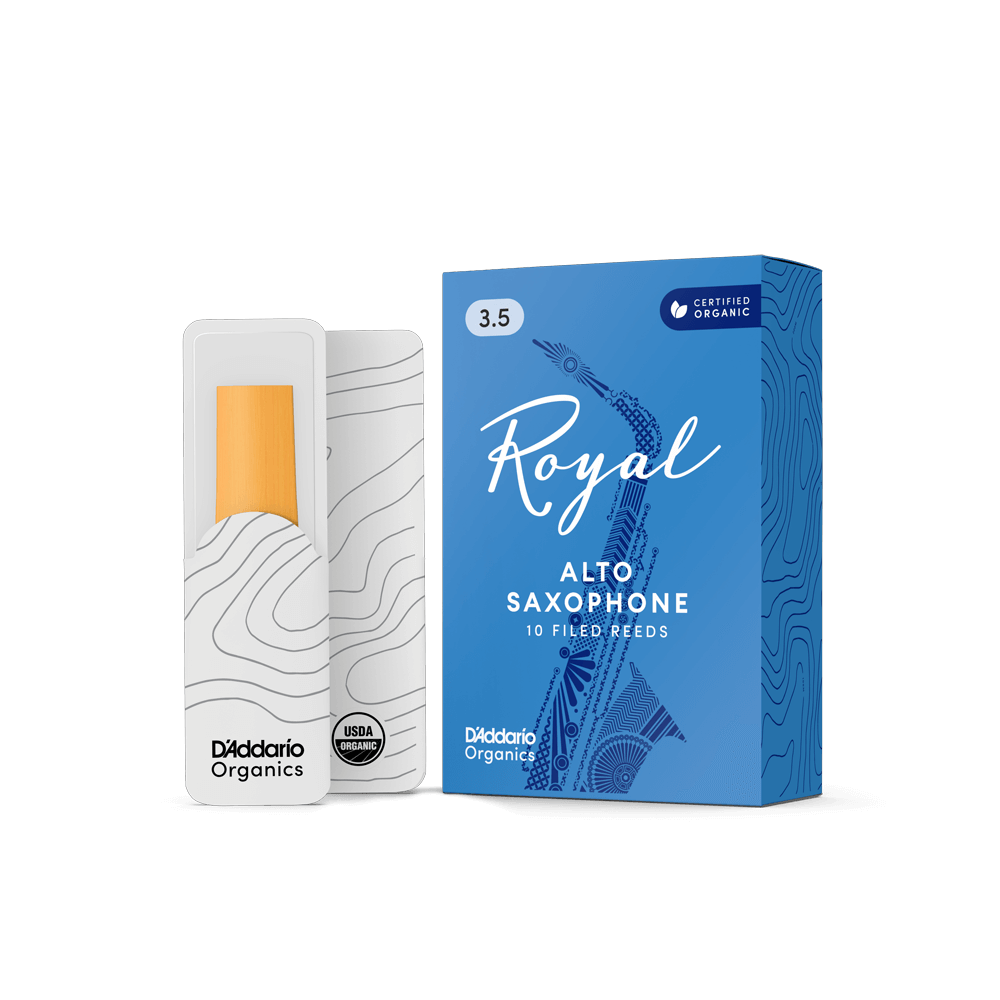 D'Addario Royal Organic Alto Saxophone Reeds Strength 3.5, Individually-Sealed, 10-Pack