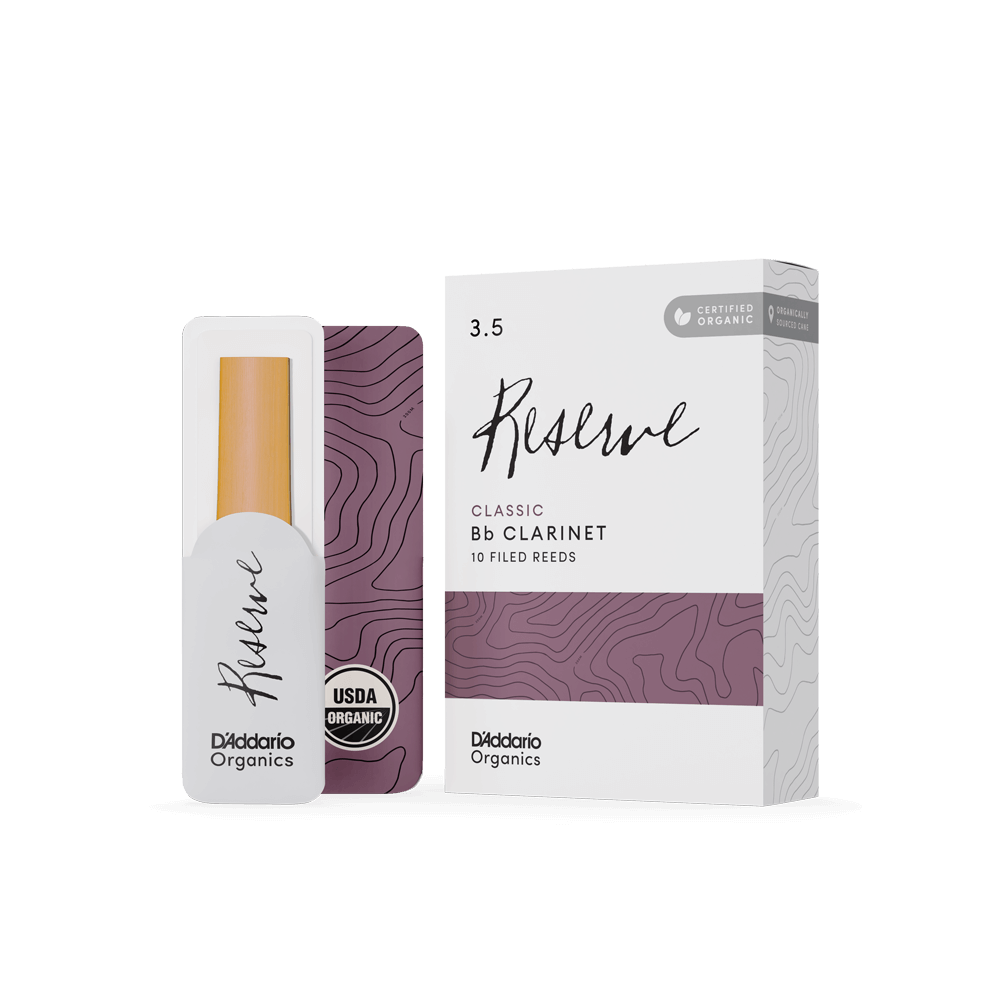D'Addario Organic Reserve Classic Bb Clarinet Reeds Strength 3.5, Individually-Sealed, 10-Pack