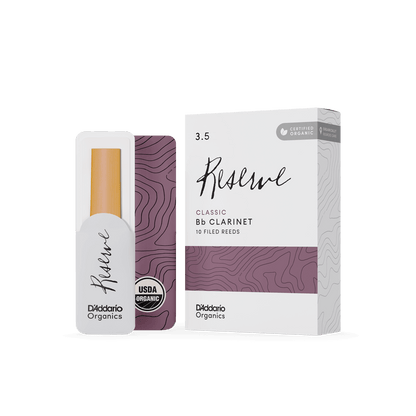 D'Addario Organic Reserve Classic Bb Clarinet Reeds Strength 3.5, Individually-Sealed, 10-Pack