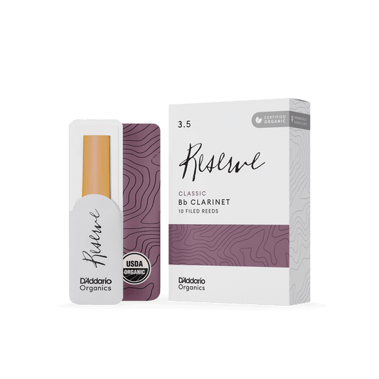 D'Addario Organic Reserve Classic Bb Clarinet Reeds Strength 3.5, Individually-Sealed, 10-Pack