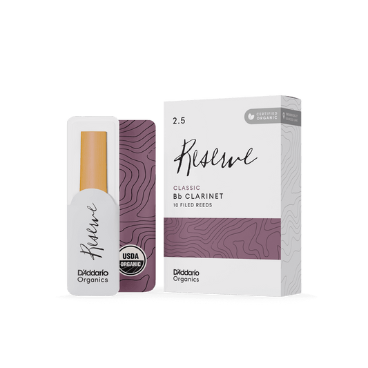 D'Addario Organic Reserve Classic Bb Clarinet Reeds Strength 3.0, Individually-Sealed, 10-Pack