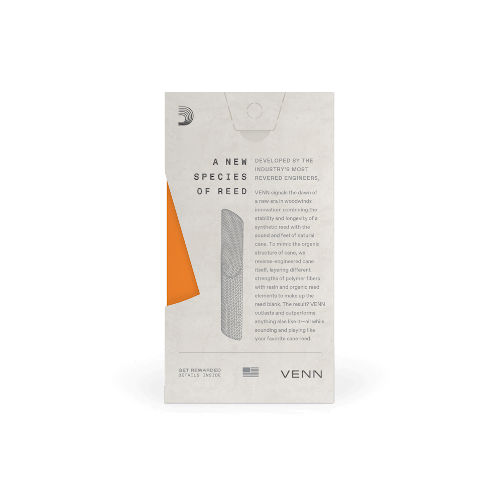 D'Addario VENN TENOR SAXOPHONE REEDS
Strength 2.5, 1-Pc