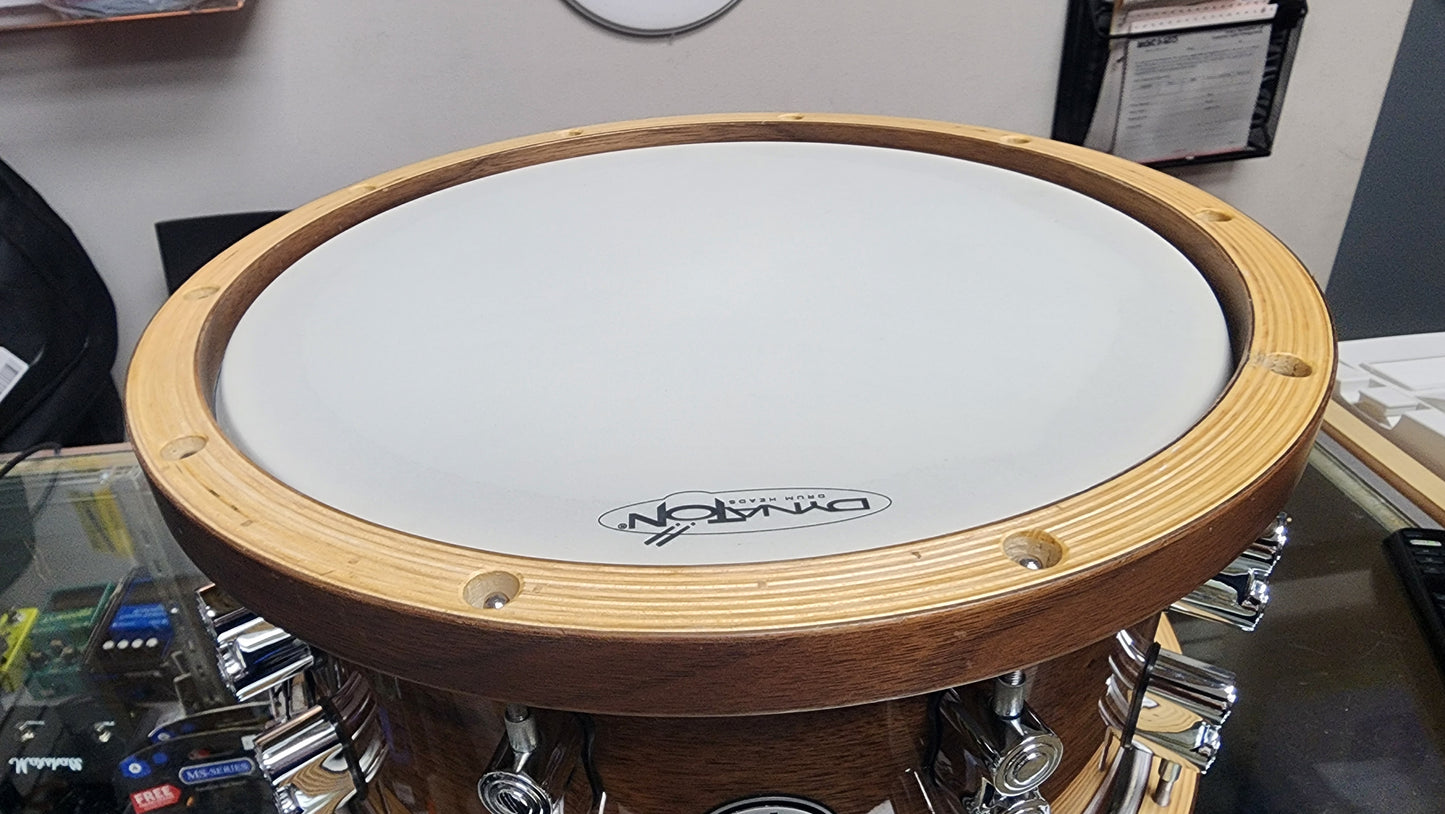 PDP by DW Limited-Edition Dark Stain Maple and Walnut Snare w/ Walnut Hoops 14 x 7.5 in.