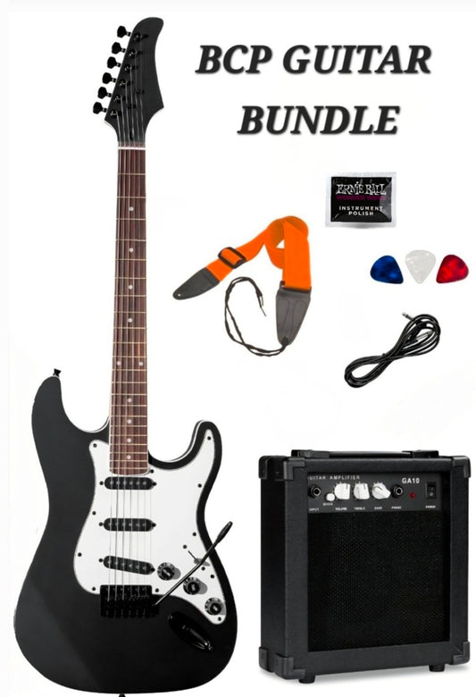 Best Choice Products (BCP) 39in Full Size Beginner Electric Guitar Kit with, Amp, Strap, Whammy Bar & FREE Accessories - Jet Black