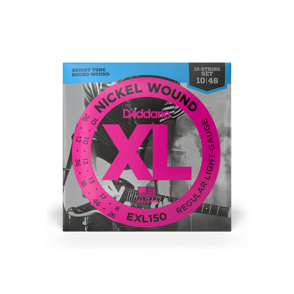 D'Addario 10-46 Regular Light XL Nickel Electric Guitar 12 String Set (EXL150)