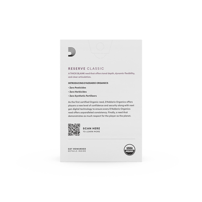 D'Addario Organic Reserve Classic Bb Clarinet Reeds Strength 3.5, Individually-Sealed, 10-Pack