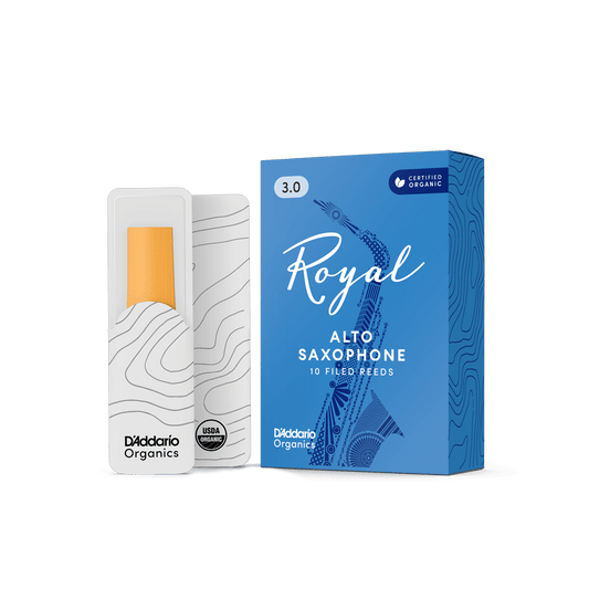 D'Addario Royal Organic Alto Saxophone Reeds Strength 3.0, Individually-Sealed, 10-Pack