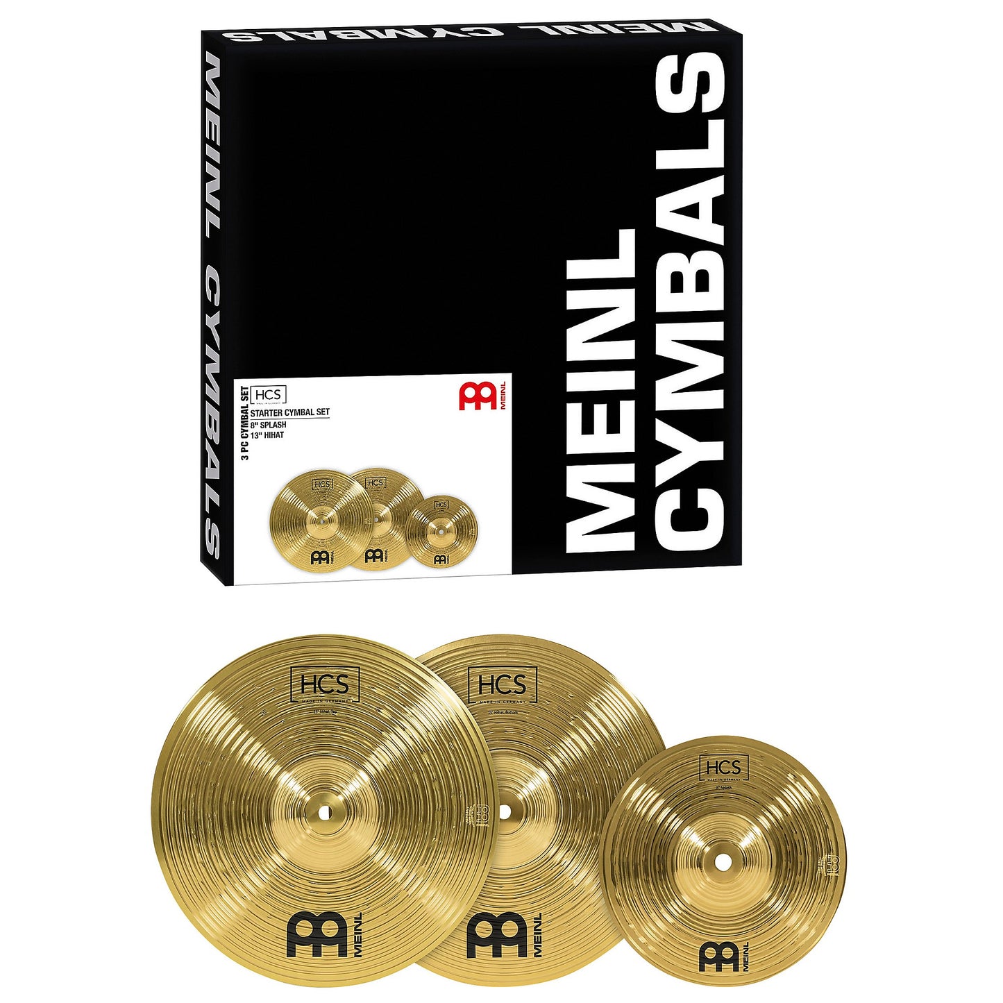 Meinl Cymbals HCS Starter Set - 13in hihats & 8in Splash, & FREE 30 day Drum E-lessons courtesy of DBO Academy