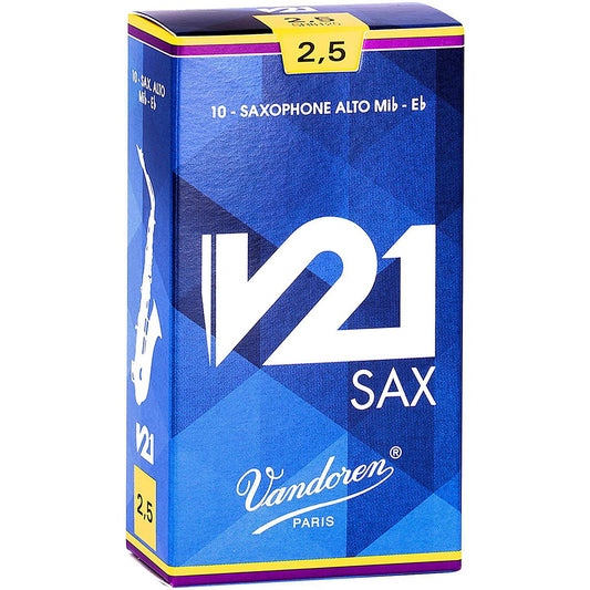 Vandoren V21 Alto Saxophone Reeds Strength 2.5, Box of 10