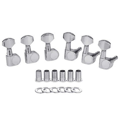 KAISH Chrome Guitar Tuners 6 Inline Tuning Keys Machine Heads (Tuning pegs) 6pc Set
