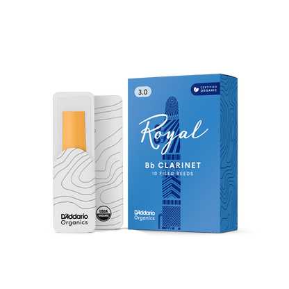 D'Addario Royal Organic Bb Clarinet Reeds Strength 3.0, Individually-Sealed, 10-Pack