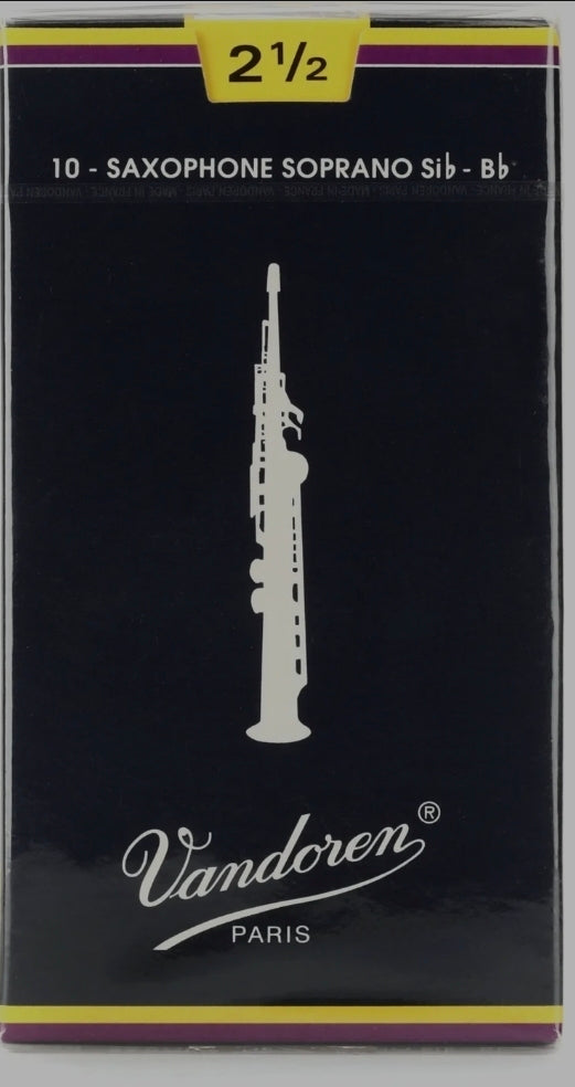Vandoren Traditional Soprano Saxophone Reeds Strength 2.5, Box of 10