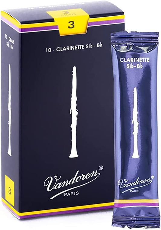 Vandoren Traditional Bb Clarinet Reeds Strength 3; Box of 10